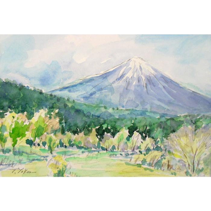 富士山の絵画 水彩画 横尾武之 作「朝霧高原の富士」 ヨーロッパ風景画