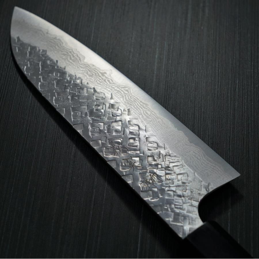 包丁 三徳 ダマスカス 日本製 越前打刃物 V金10号 ステンレス 槌目 本