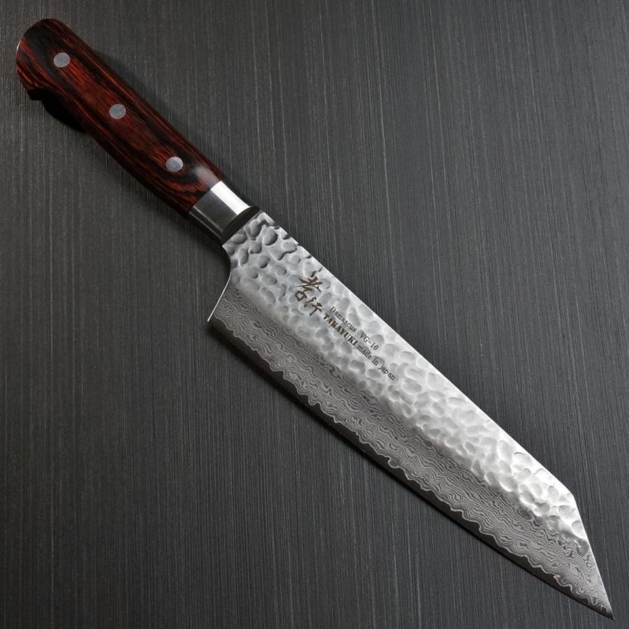 堺孝行 包丁 剣型牛刀 190mm 33層ダマスカス V金10号 ステンレス 槌目
