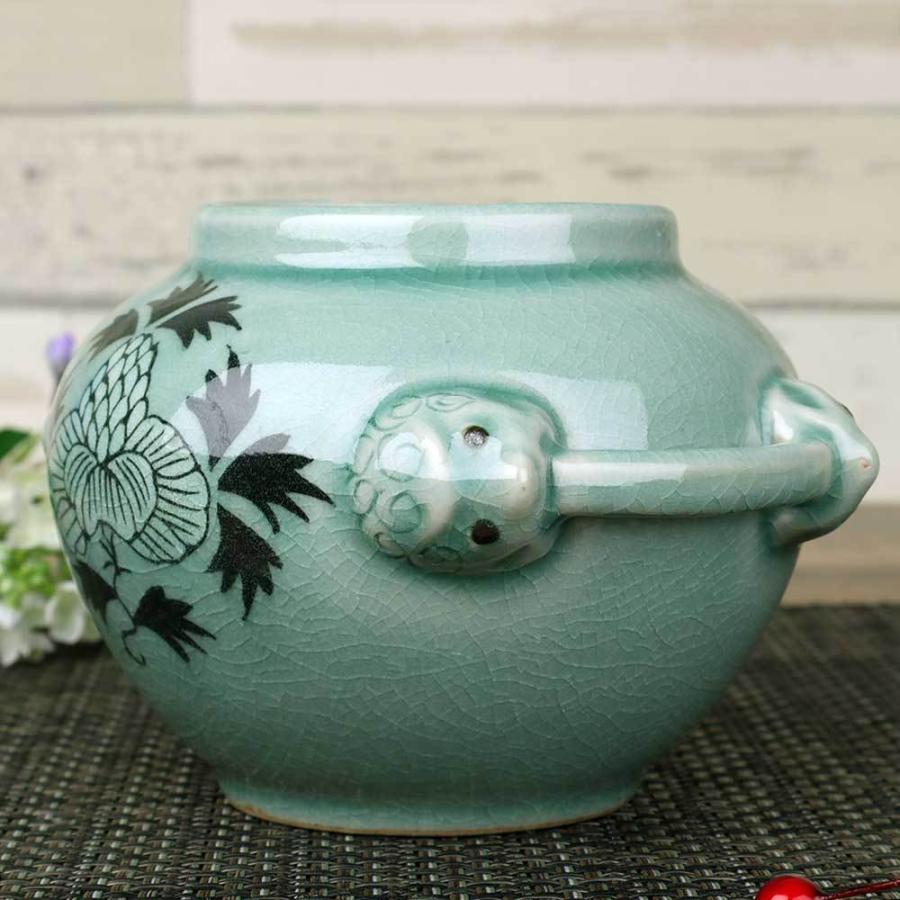 高麗青磁 韓国 直輸入/ 手付壺 天上花 （大） /訳あり アウトレット