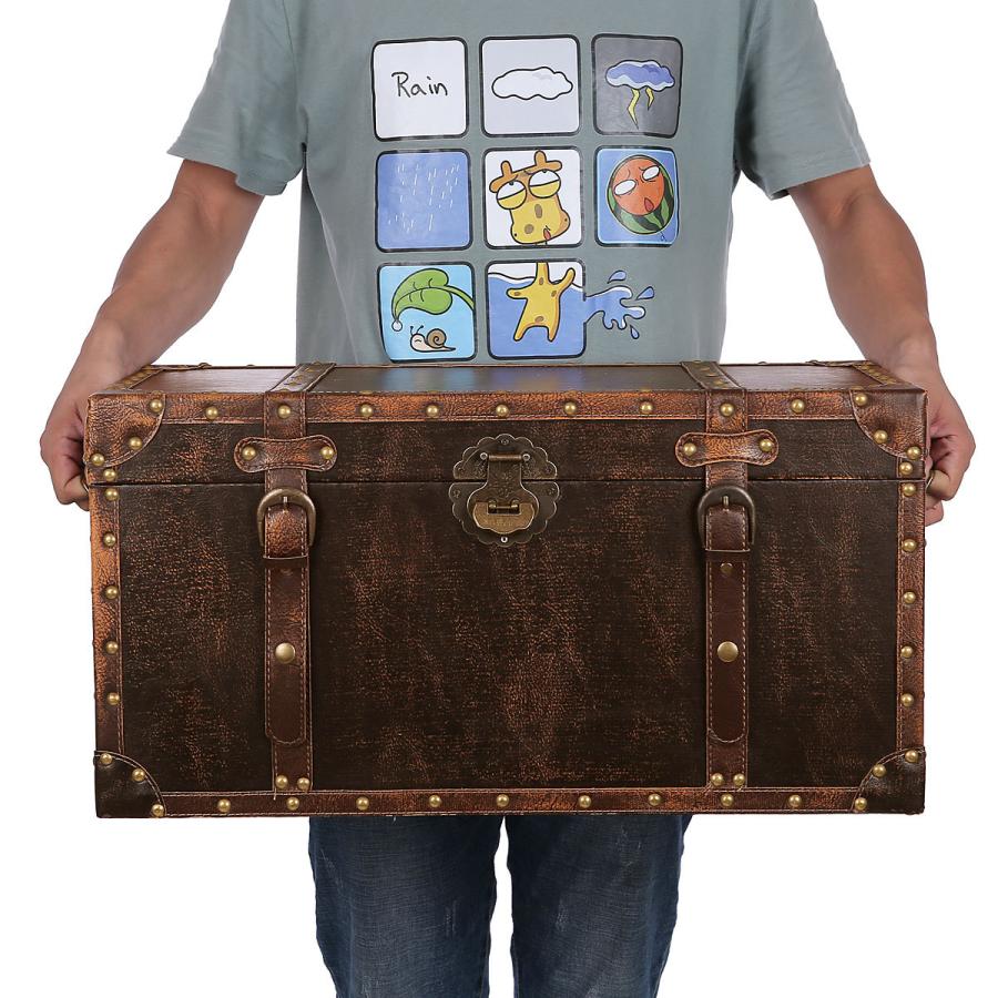 鍵付き トランク型 収納ボックス 大型 トランクボックス アンティーク