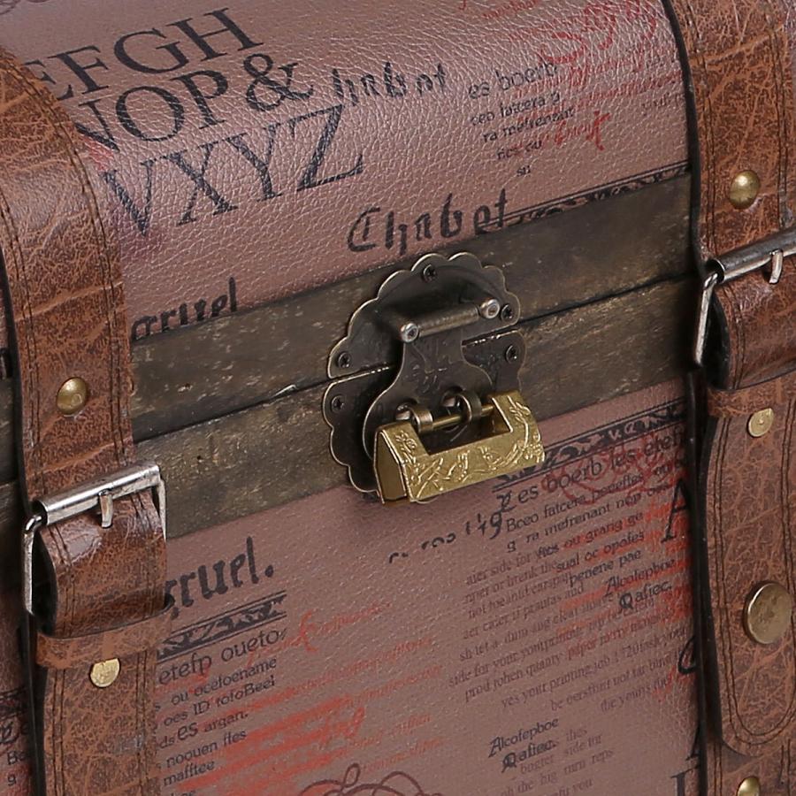 鍵付き アンティーク 宝箱 海賊 木箱 大サイズ （横幅約45cm） : e