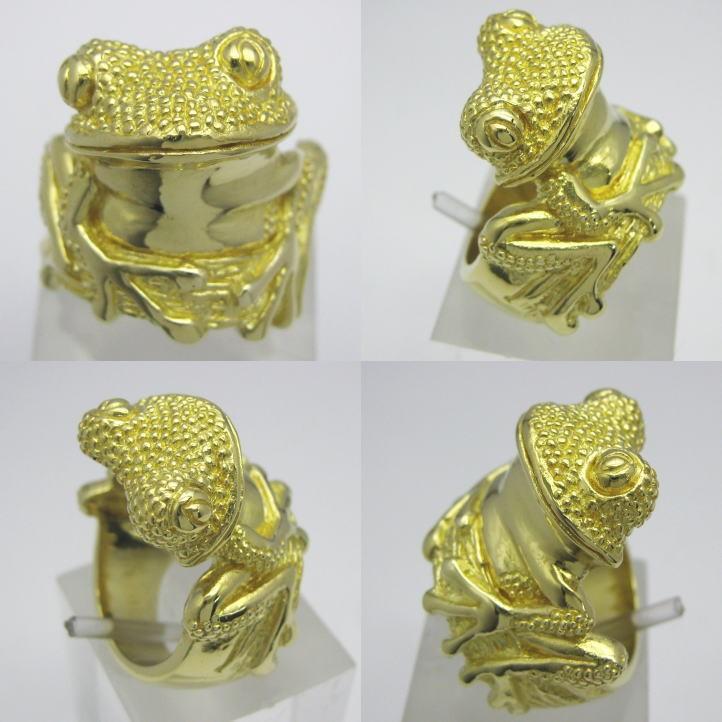 カエルの指輪 ゴールドフロッグリング ブラス 真鍮 (かえる 蛙