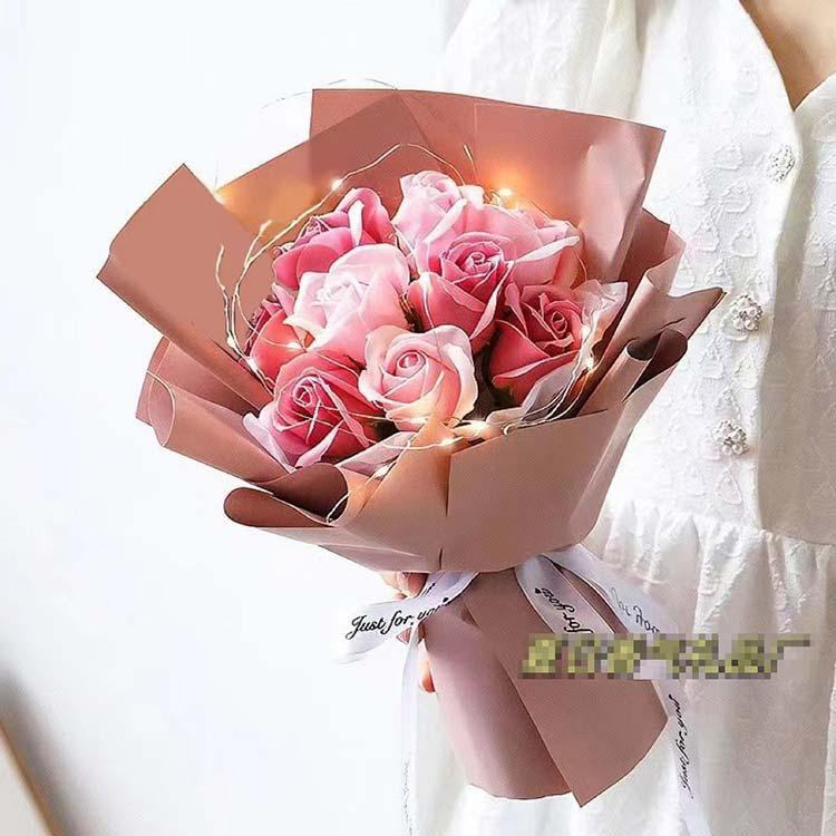 送料無料 ソープフラワー 花束 LEDライト プレゼント ギフト 母の日 卒