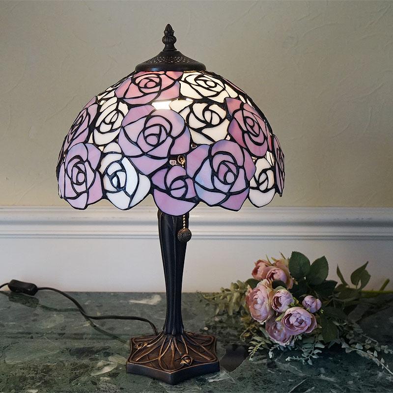 ステンドグラス ランプ スタンド ローズ バラ Lサイズ 送料無料 LED球