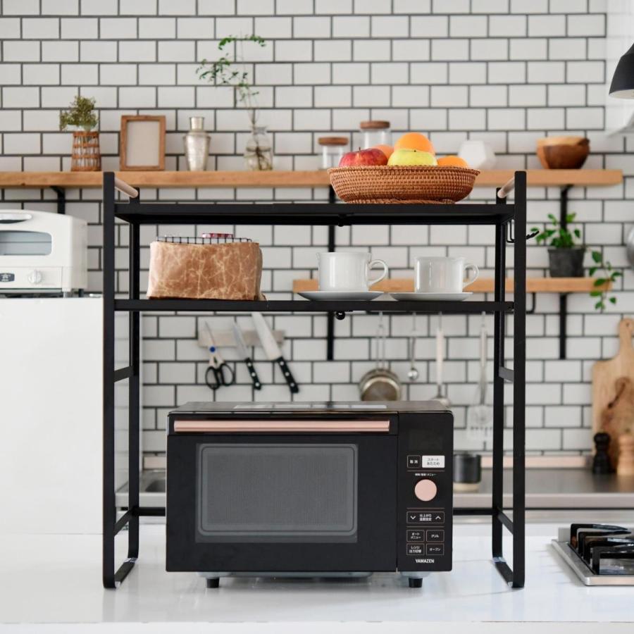 山善（YAMAZEN） レンジ上ラック 棚2段 幅44-71 奥行35.5 高さ70.5cm