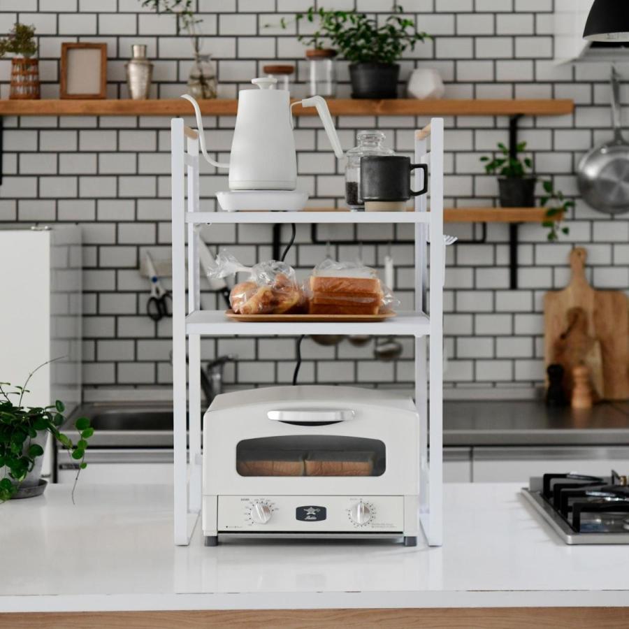 山善（YAMAZEN） レンジ上ラック 棚2段 幅44-71 奥行35.5 高さ70.5cm