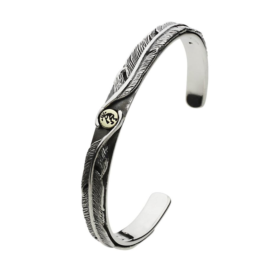 シルバーブレスレット メンズ バングル フェザー ココペリ ネイティブ