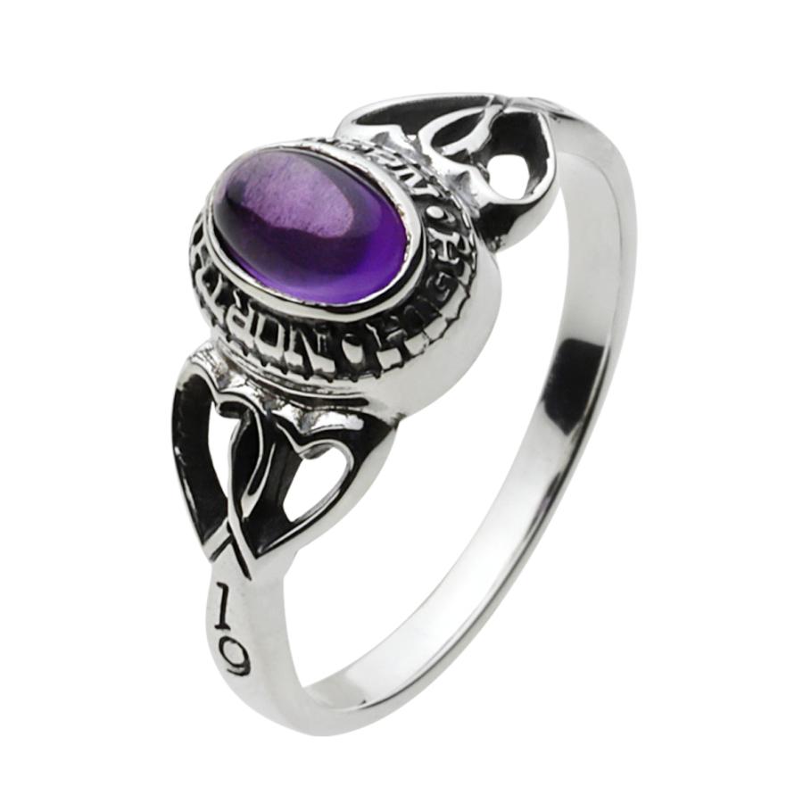 アメジスト シルバーリング 指輪 レディース オープン ハート 紫 石