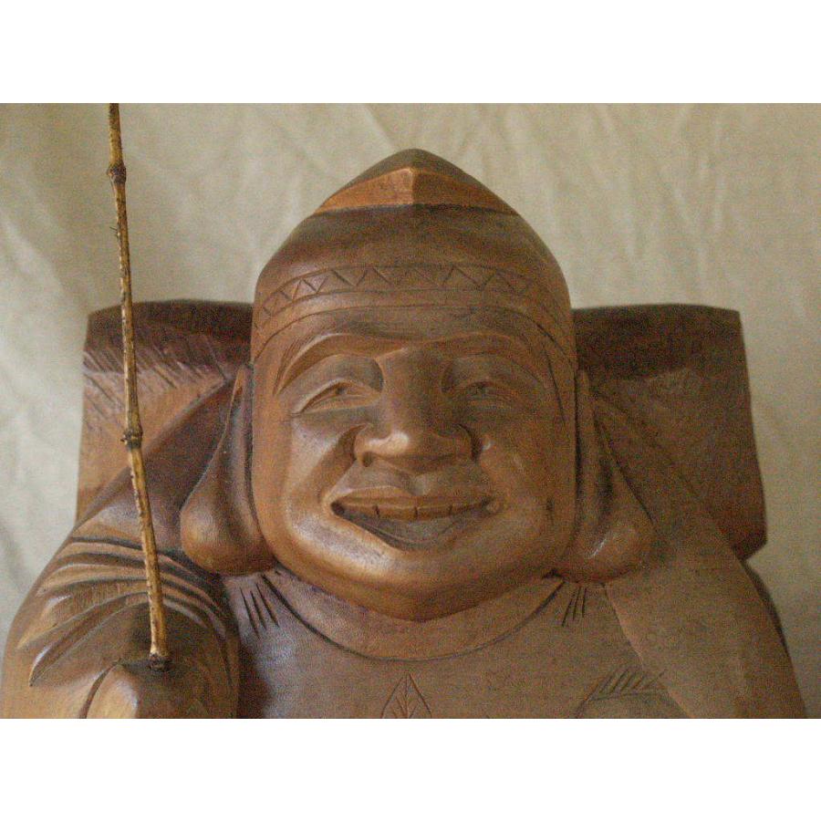 昭和44年 レトロ 天海作 大型40cm 木彫 大黒 恵比寿 作家物 木彫作家