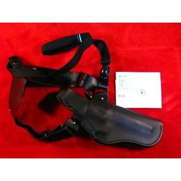 リボルバー 3.5in〜4in 革製 ショルダーホルスター （黒） コルト