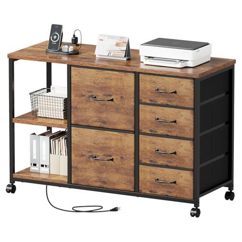 Maihail サイドキャビネット デスクワゴン 布製 袖机 層板付き サイド