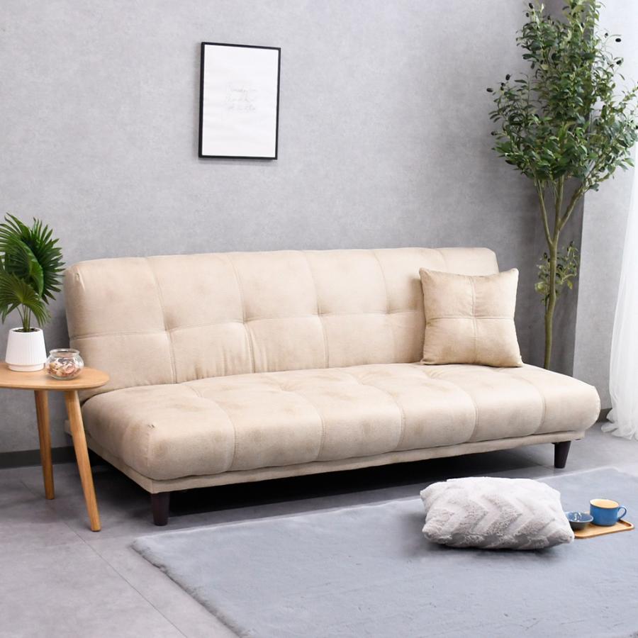 ソファーベット 3人掛け レザーファブリック おしゃれ ソファベッド