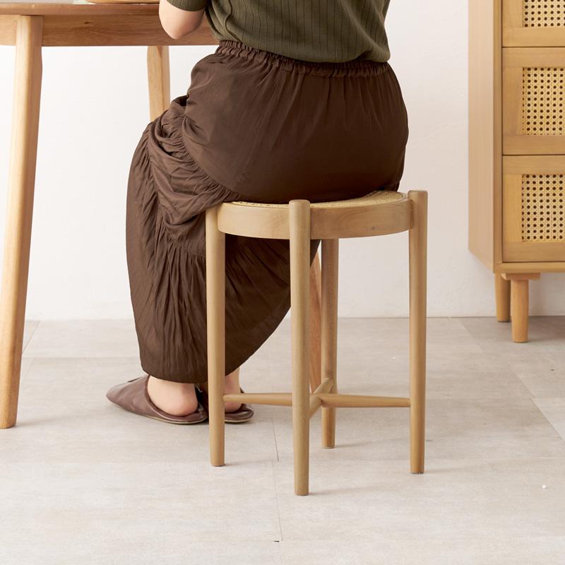 スツール ラタンスツール おしゃれ 丸椅子 ラタン 籐 木製スチール 丸