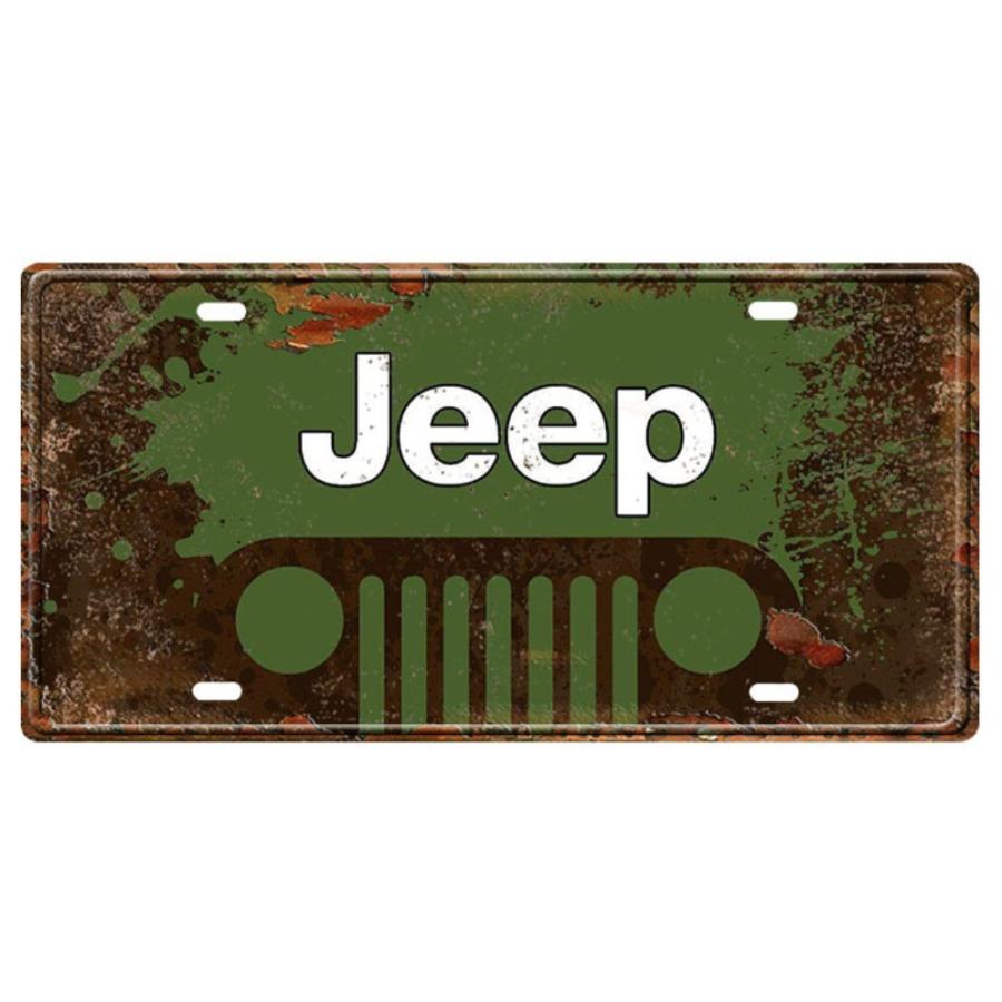 jeep ジープ ナンバープレート型 アメリカ雑貨 メタルサイン ☆レトロ