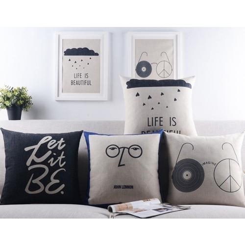 ザ ビートルズ/The Beatles リネン クッションカバー 45x45cm : EIWA