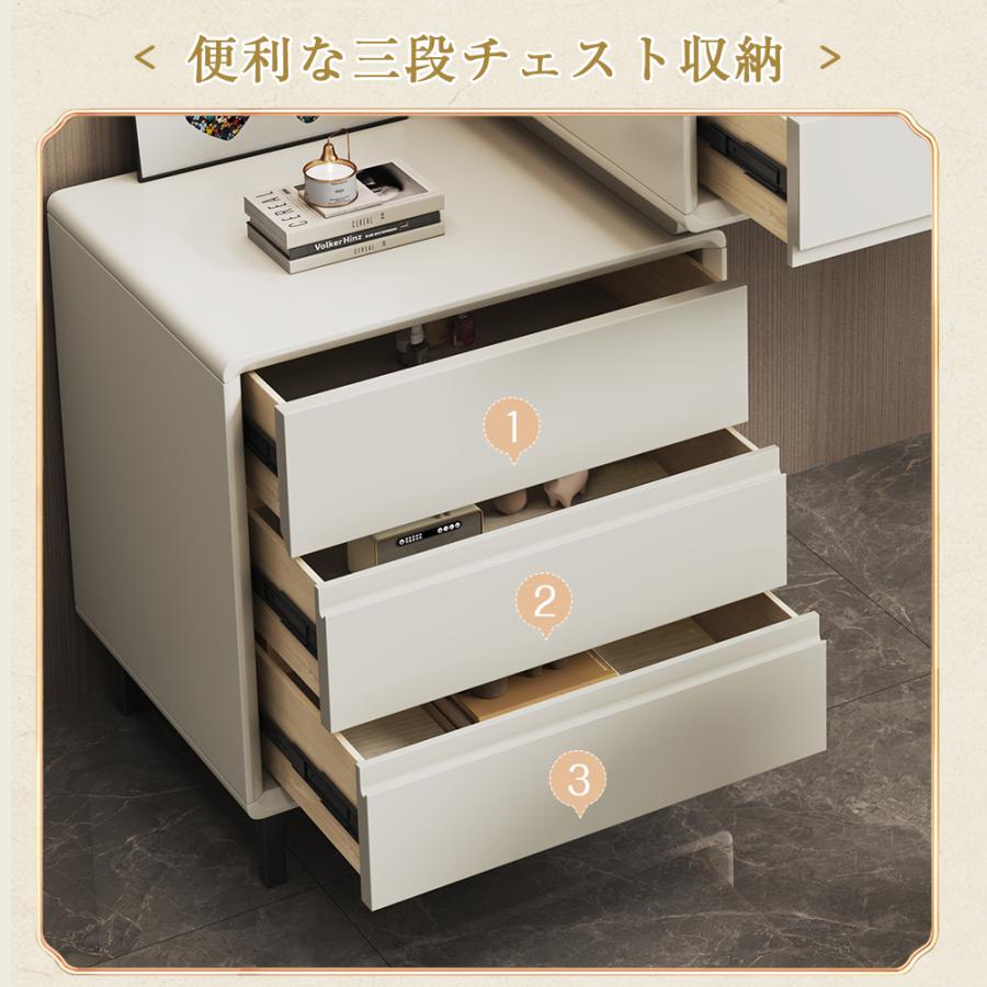 ドレッサー 特大 4点セット 100cmテーブルセット チェアー付きLED女優