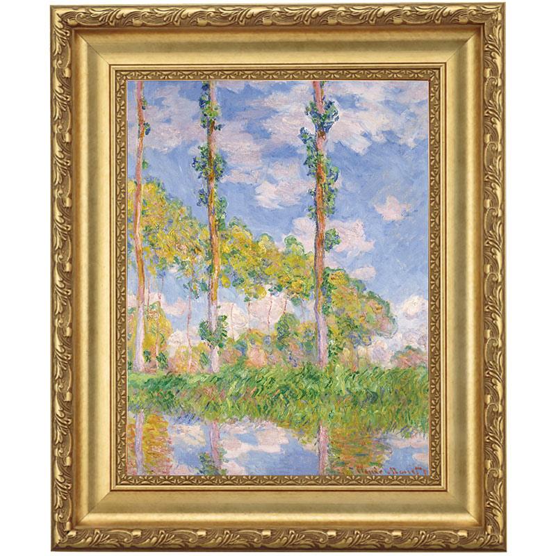 モネ 陽を浴びるポプラ並木 4号 立体複製名画 額付き 壁掛け 有名画家