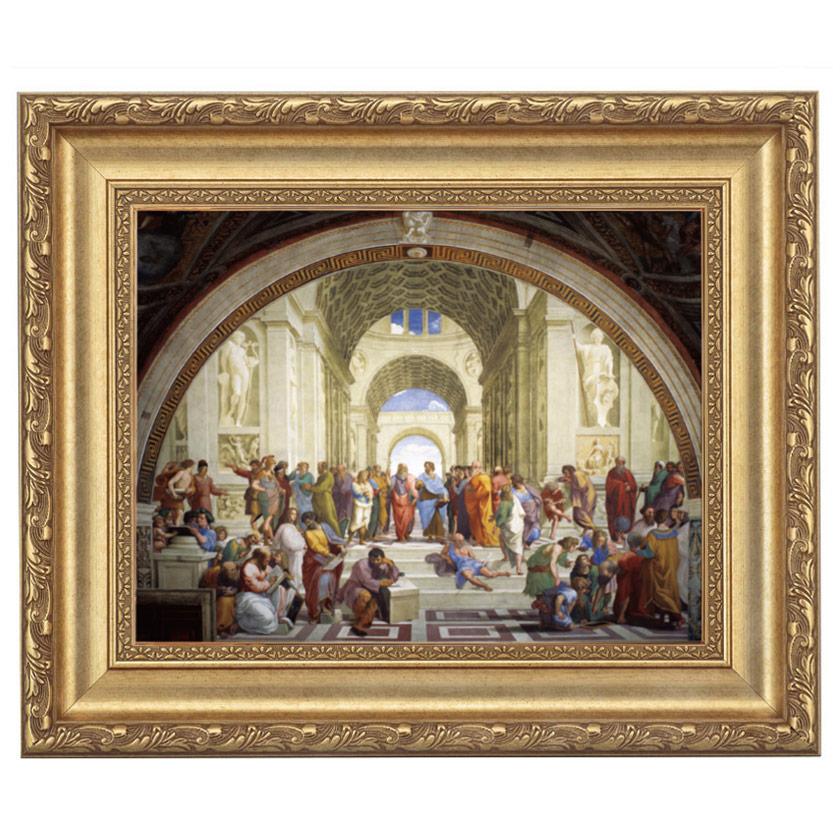 ラファエロ・サンティ ラファエロ アテナイの学堂 4号 立体複製名画 額