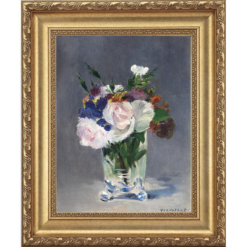 エドゥアール・マネ マネ クリスタル花瓶の花 4号 立体複製名画 額付き