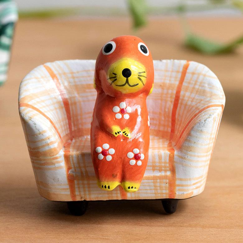 人形 木彫り 犬 置物 アジアン雑貨 カラフル 木製 バリ犬オブジェ 1匹