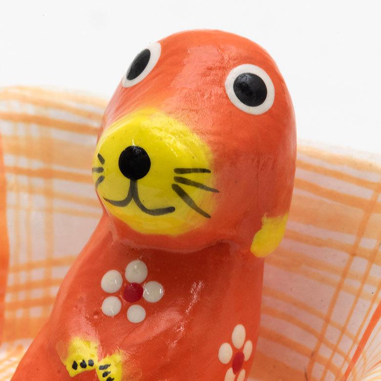 人形 木彫り 犬 置物 アジアン雑貨 カラフル 木製 バリ犬オブジェ 1匹