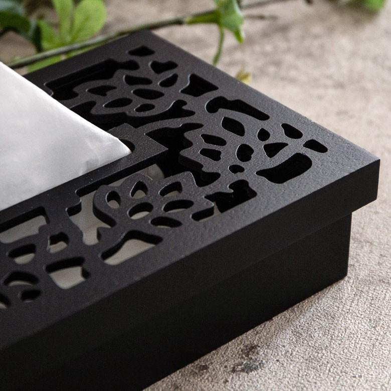 ティッシュケース 彫刻 アジアン ティッシュボックス 木製 エスニック