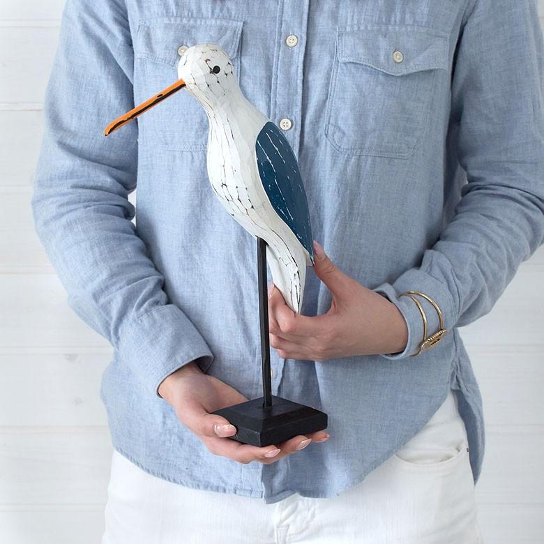 ELEMENTS 置き物 オブジェ 鳥 木製 木彫り カモメ 動物 ディスプレイ