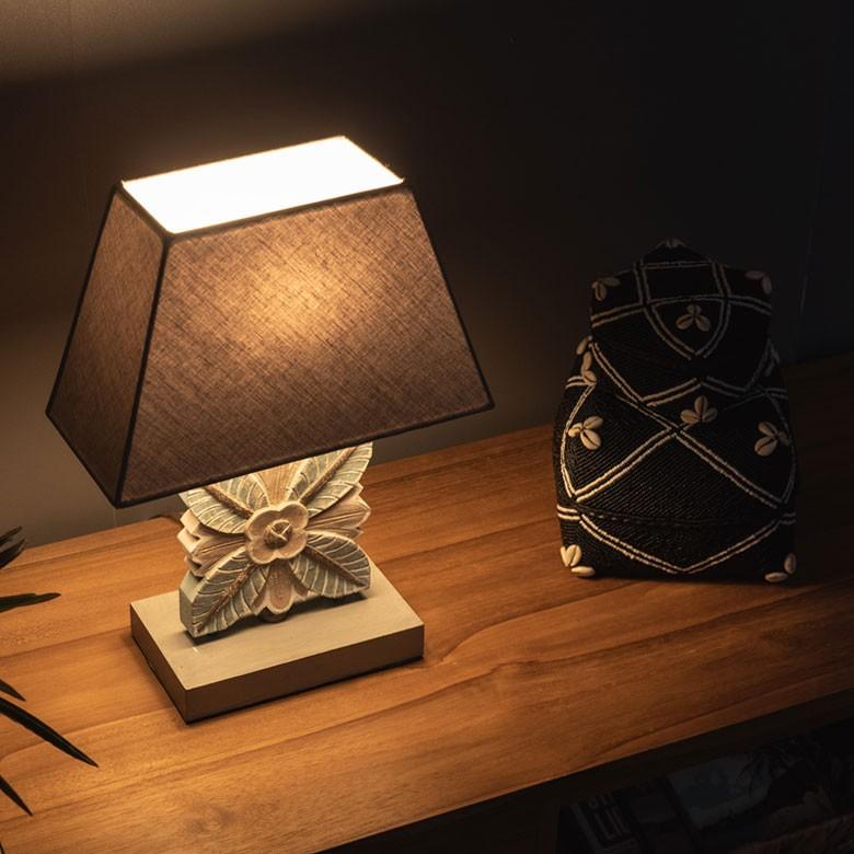 テーブルランプ デスクライト スタンドライト グリーンリーフ 木彫り