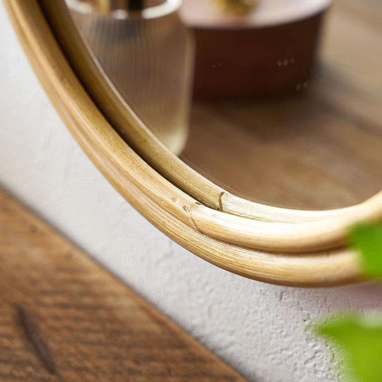 ELEMENTS ミラー 鏡 おしゃれ 壁掛け 立て掛け 卓上 ラタン かがみ 籐