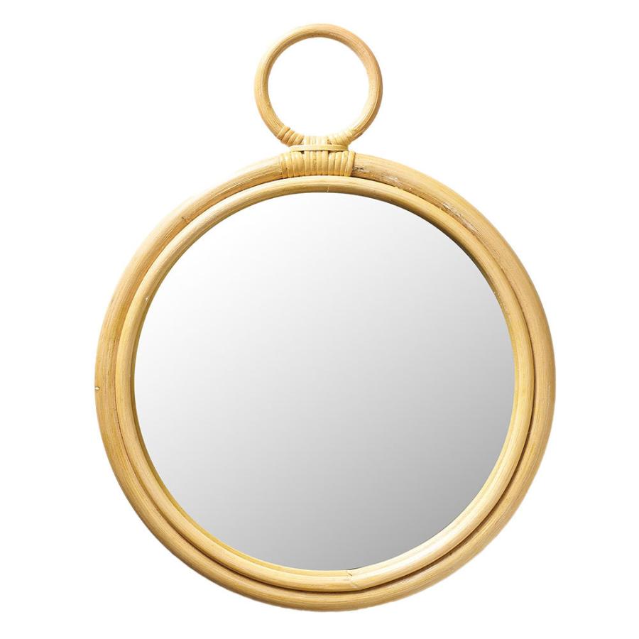 ELEMENTS ミラー 鏡 おしゃれ 壁掛け 立て掛け 卓上 ラタン かがみ 籐