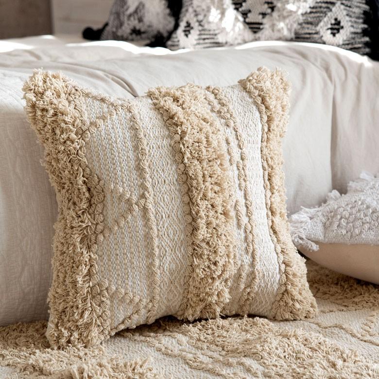 クッションカバー クッション ナチュラル ボヘミアン 45×45cm ホワイト