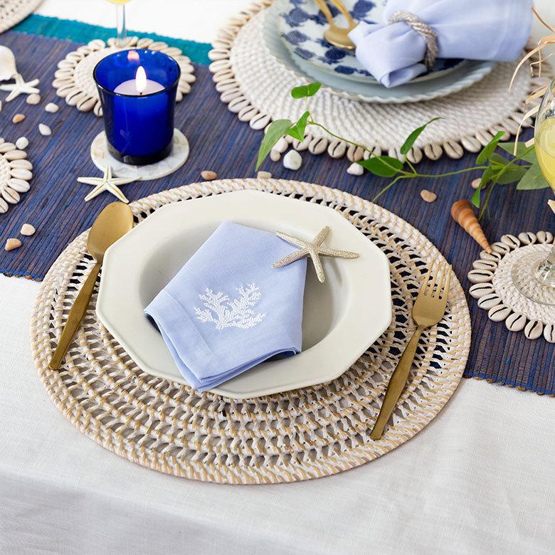 ELEMENTS ナプキン ナフキン マルチクロス ベトナム 刺繍 約 W 46cm D