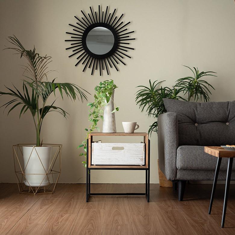 ELEMENTS サイドテーブル ナイト テーブル ラック 木製 ウッド