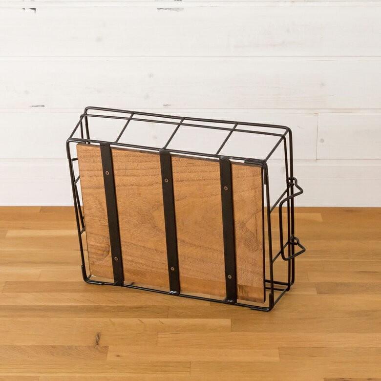 ELEMENTS ワイヤーバスケット かご 収納 木製 ワイヤーフレーム