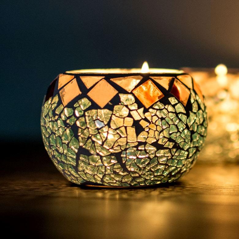キャンドルホルダー ろうそくたて キャンドルスタンド モザイクガラス