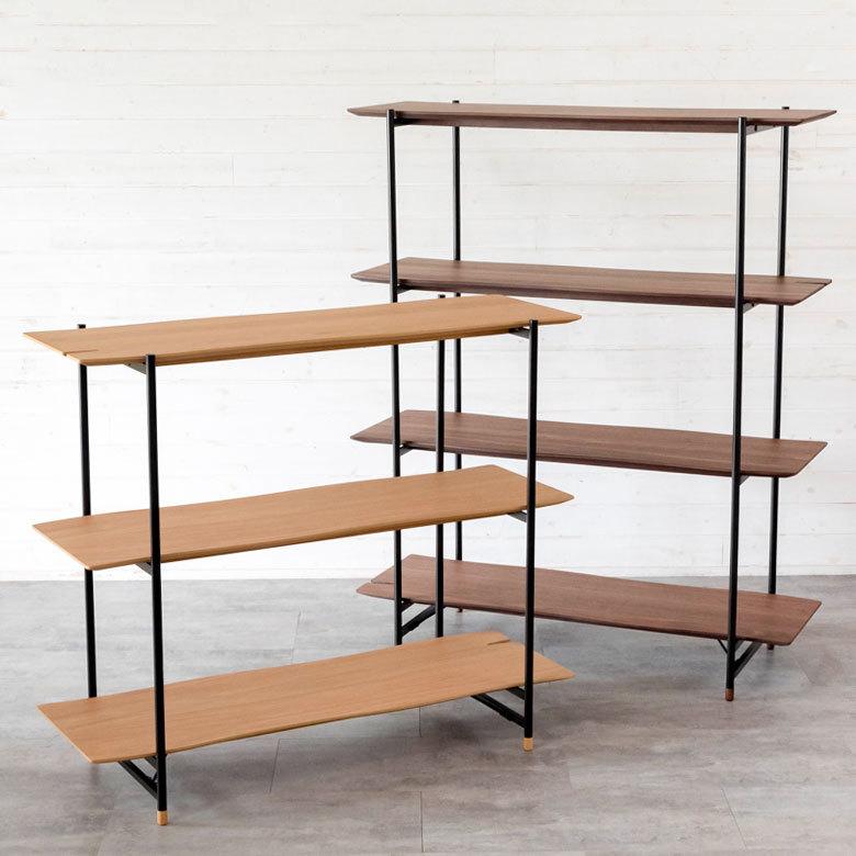 シェルフ 棚 4段 オープンシェルフ 天然木 スチール ナチュラル