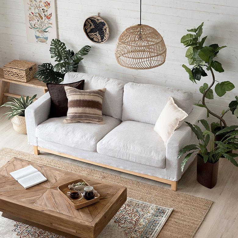 東谷 ソファ 2人掛け 2P ファブリック 約W181cm ホワイト グレー