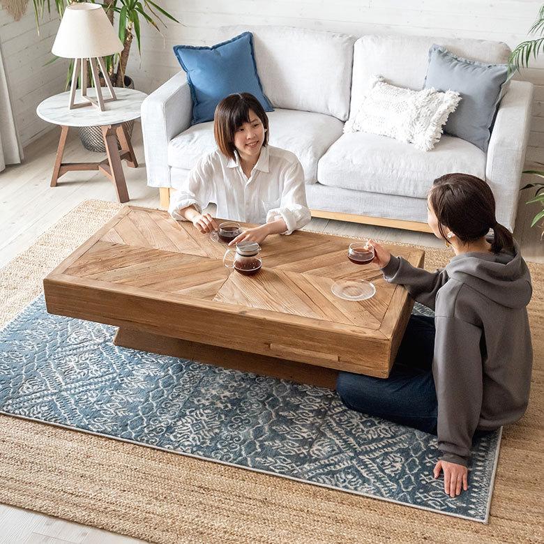 センターテーブル テーブル 長方形 床座 大型 古材 幾何学 おしゃれ