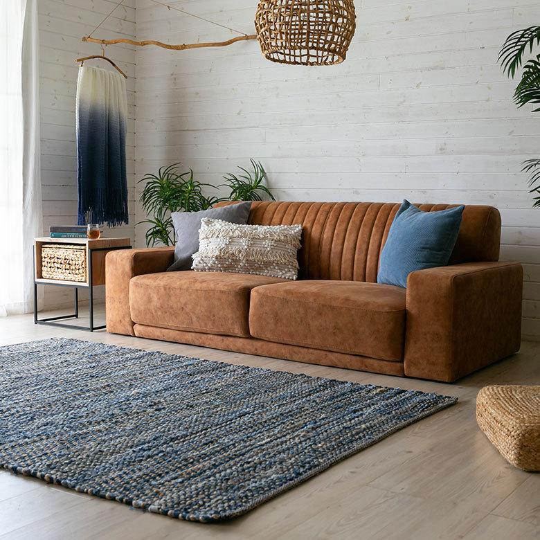 東谷 ソファ 3人 2人 掛け ブラウン 合皮 フェイクレザー 合成皮革