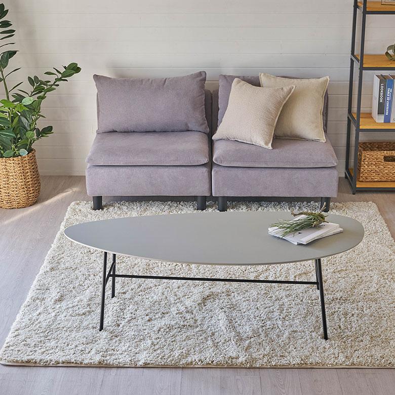 東谷 リビング テーブル センター 幅 130cm グレー 曲線 デザイン