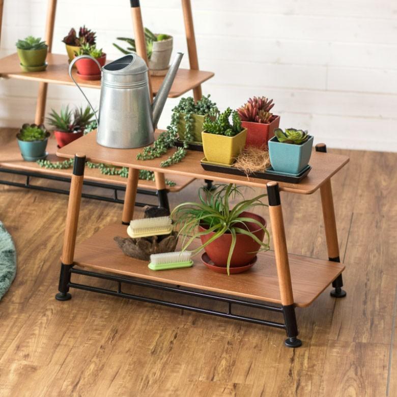 ラック オープンラック キャンプラック 木製 2段 幅70cm 奥行38cm 高さ