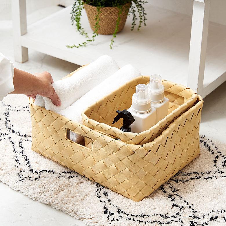 ELEMENTS かご バスケット 洗える 白樺風 籠 ポリエチレン製 水洗い は