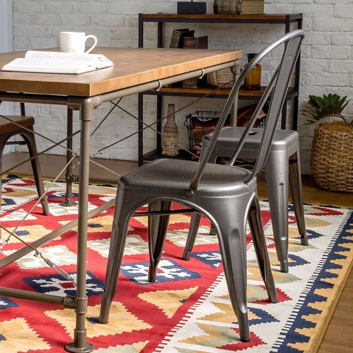 ELEMENTS スタッキングチェア スチール製 メタリックチェア