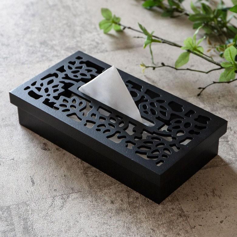 ティッシュケース 彫刻 アジアン ティッシュボックス 木製 エスニック