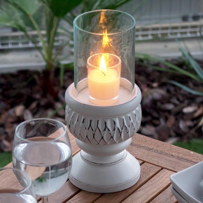 ELEMENTS キャンドルホルダー ガラス ウッド 筒形 木 ろうそく立て