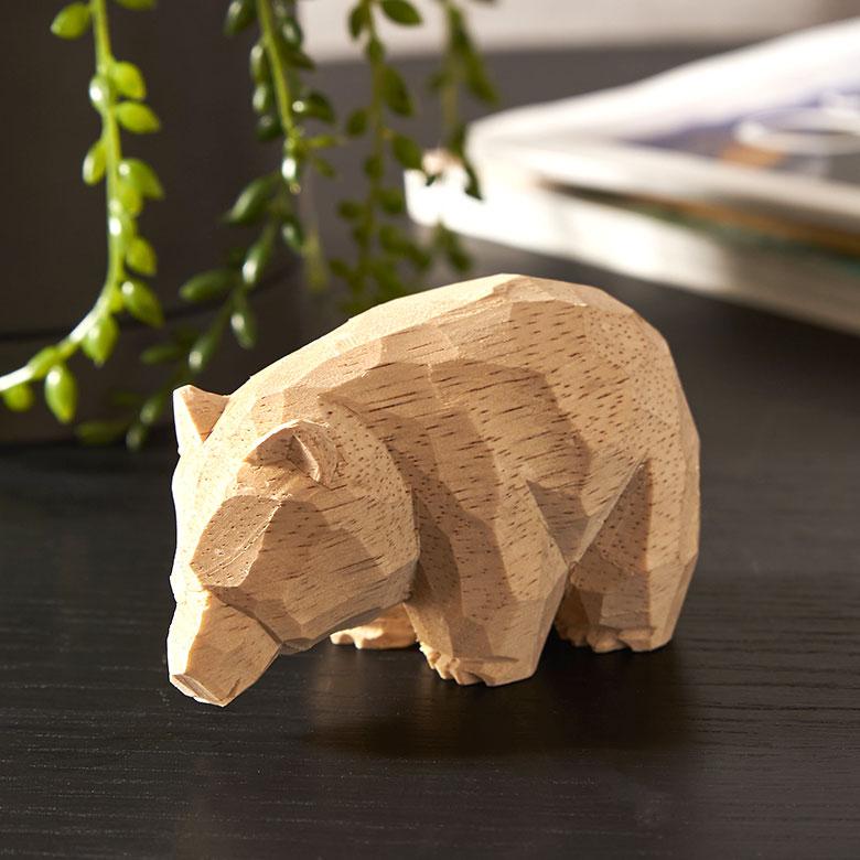 ELEMENTS 動物 置物 おしゃれ 木彫りの熊 オブジェ 天然木 木製 飾り