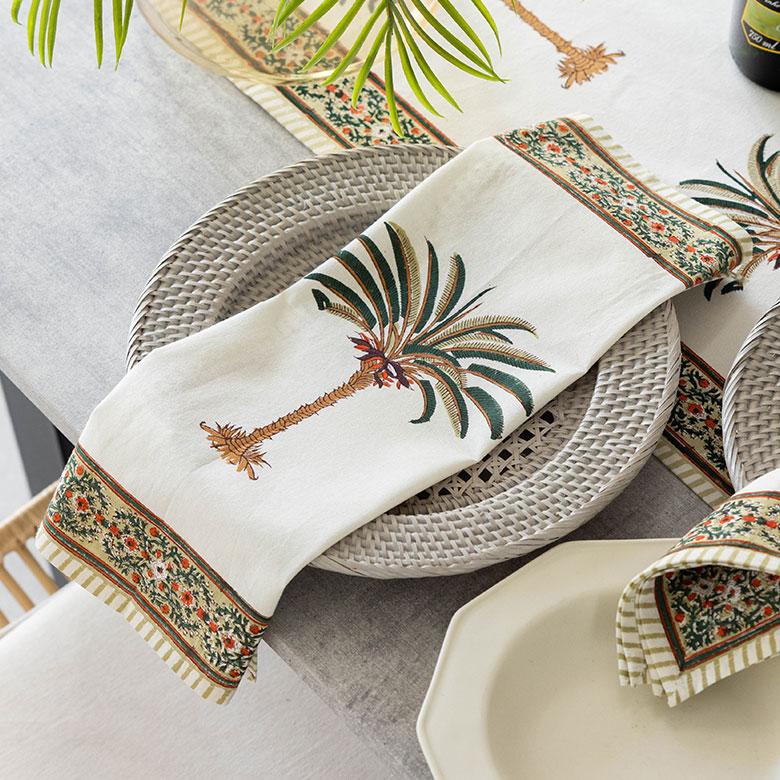 ELEMENTS テーブル ナプキン ナフキン コットン 綿 100% ブロック