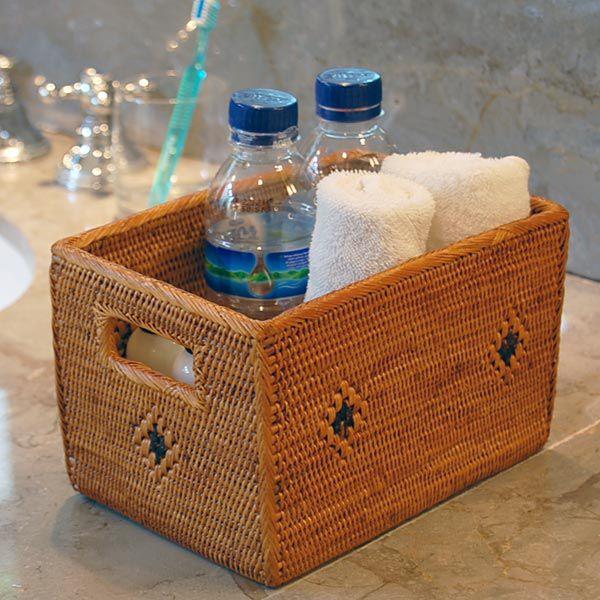 アジアン雑貨 アタ製取っ手付き収納ボックス Iタイプ アジア工房