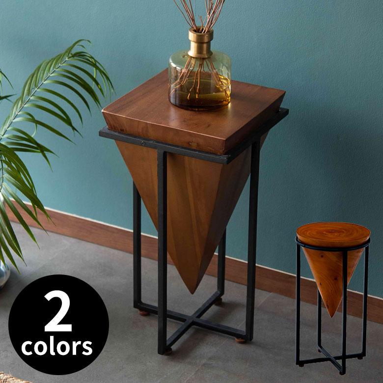 東谷 サイドテーブル コーヒーテーブル アイアン 木 W 25cm H 45.5cm